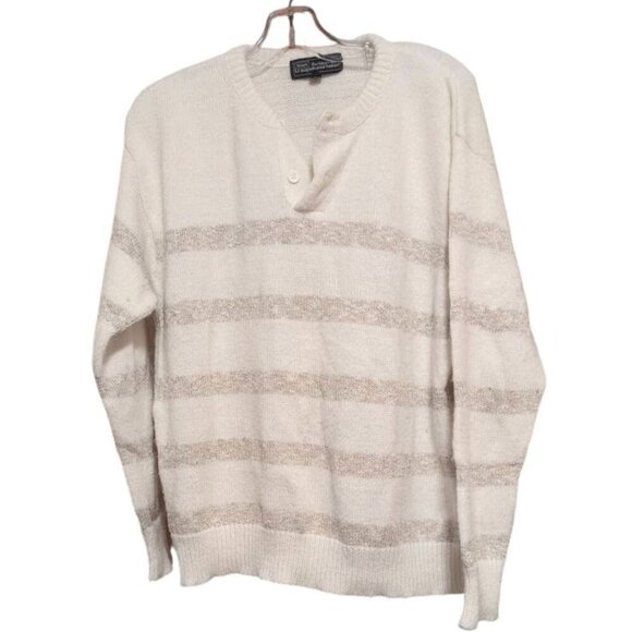 Sears The Man's Store Sweater Pullover Striped with long sleeves Button Neckline - Picture 1 of 6